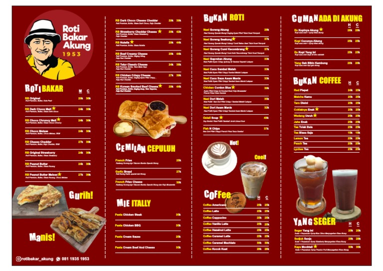 Menu Roti Bakar Akung | PDF