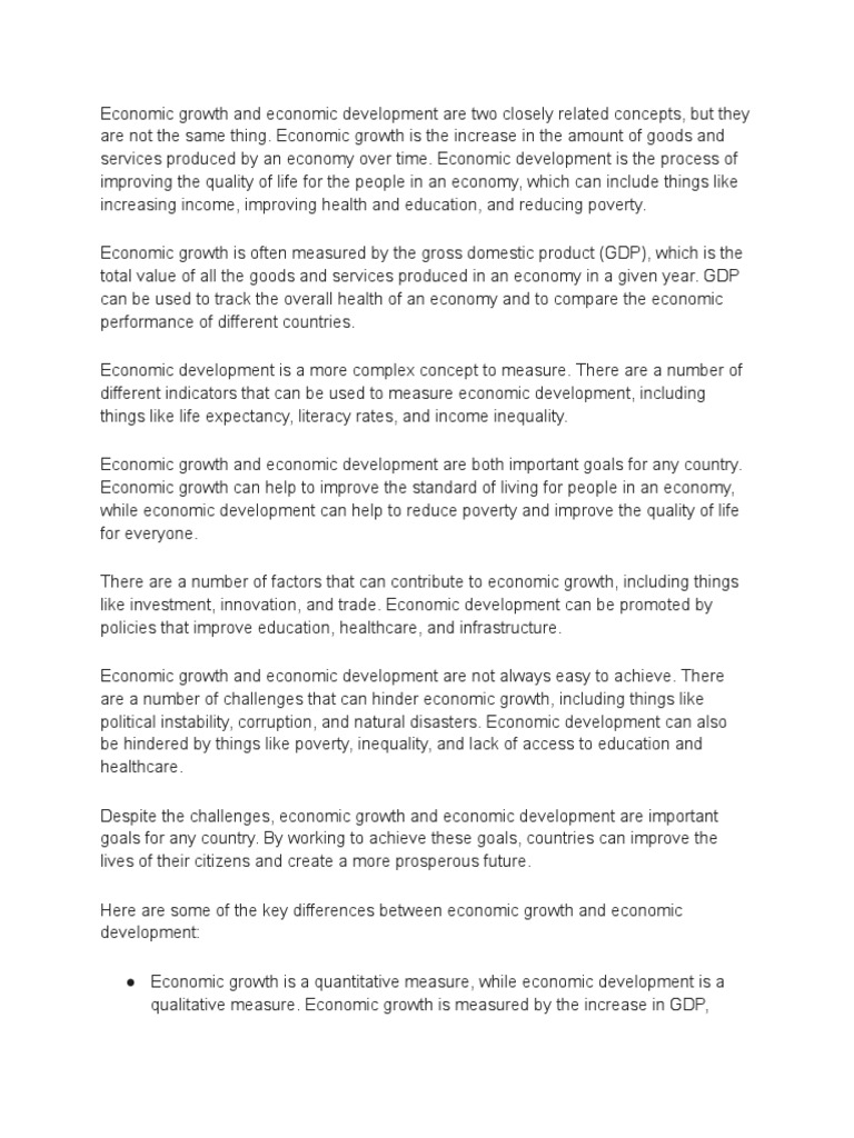Economic Develop and Economic Growth PDF Economic Development
