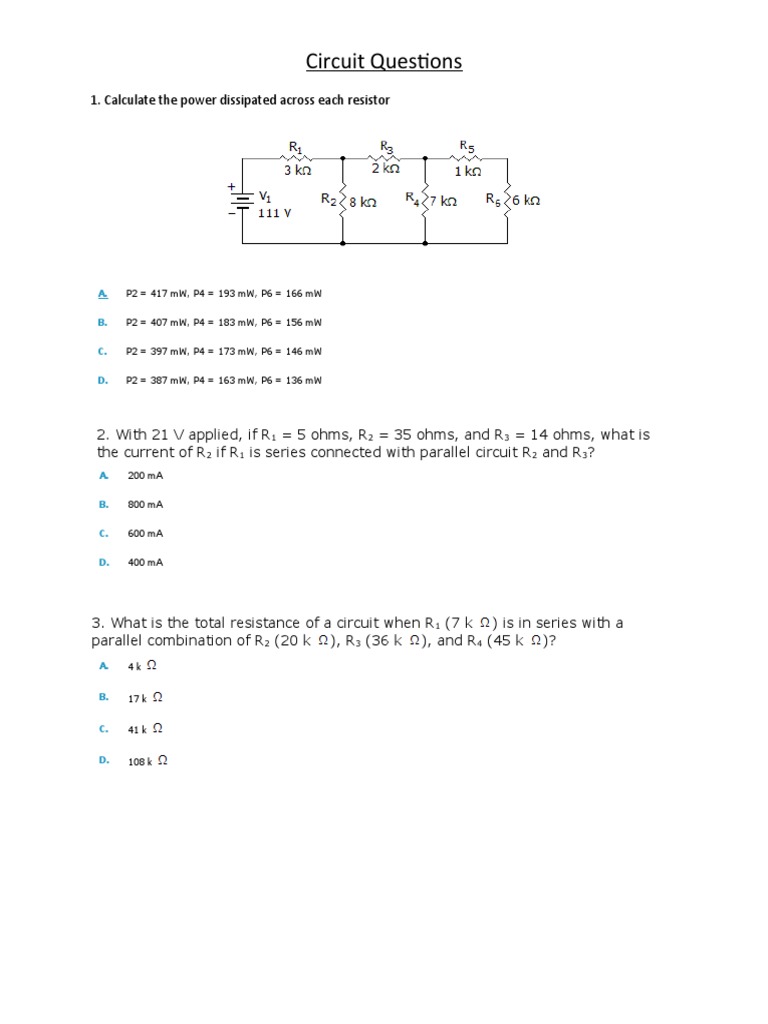 Circuit Questions | PDF
