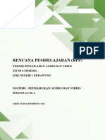 Rencana Pembelajaran (RPP) : Materi: Memadukan Audio Dan Video