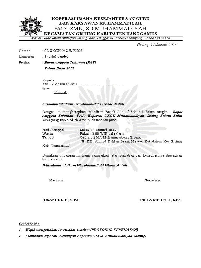 Undangan Rapat Rat | PDF