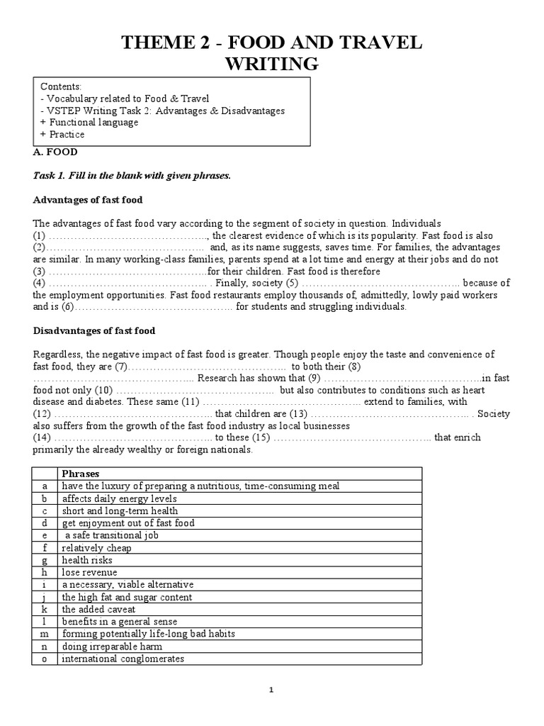 THEME 2 FOOD&TRAVELWriting PDF