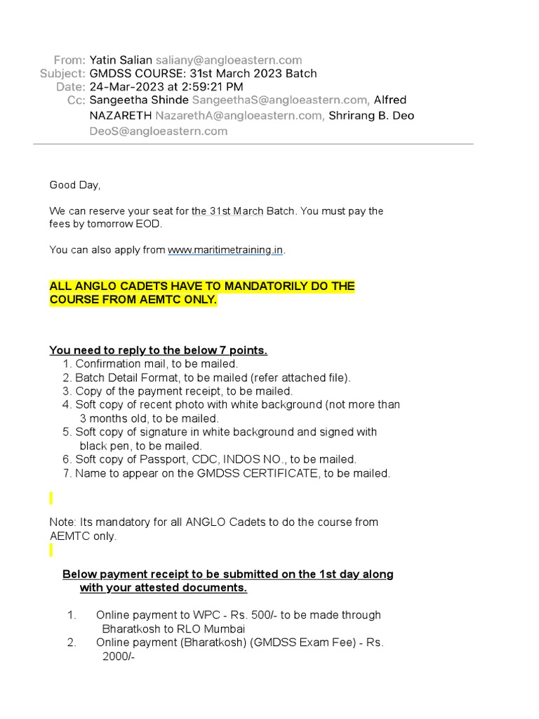 GMDSS COURSE 31st March 2023 Batch PDF