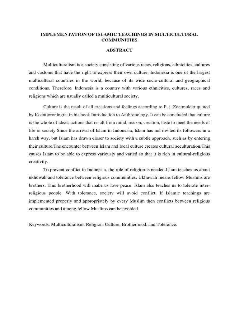 Implementation of Islamic Teachings in Multicultural Communities | PDF ...