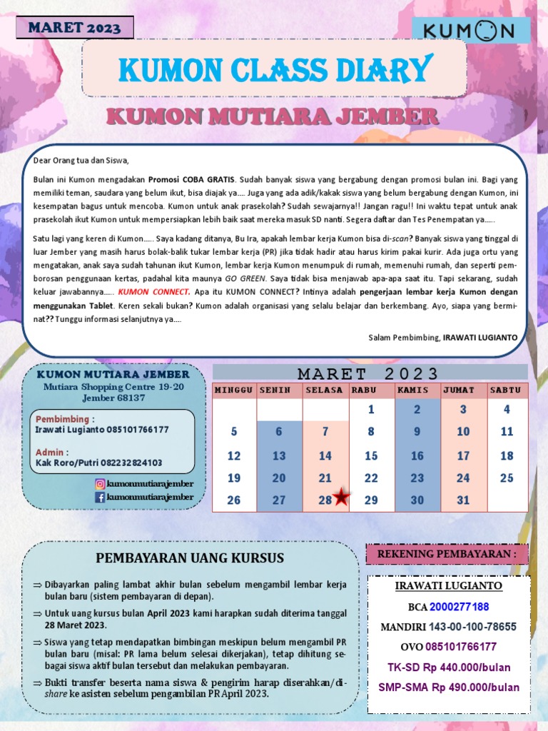 3. KUMON Class Diary Maret 2023 PDF