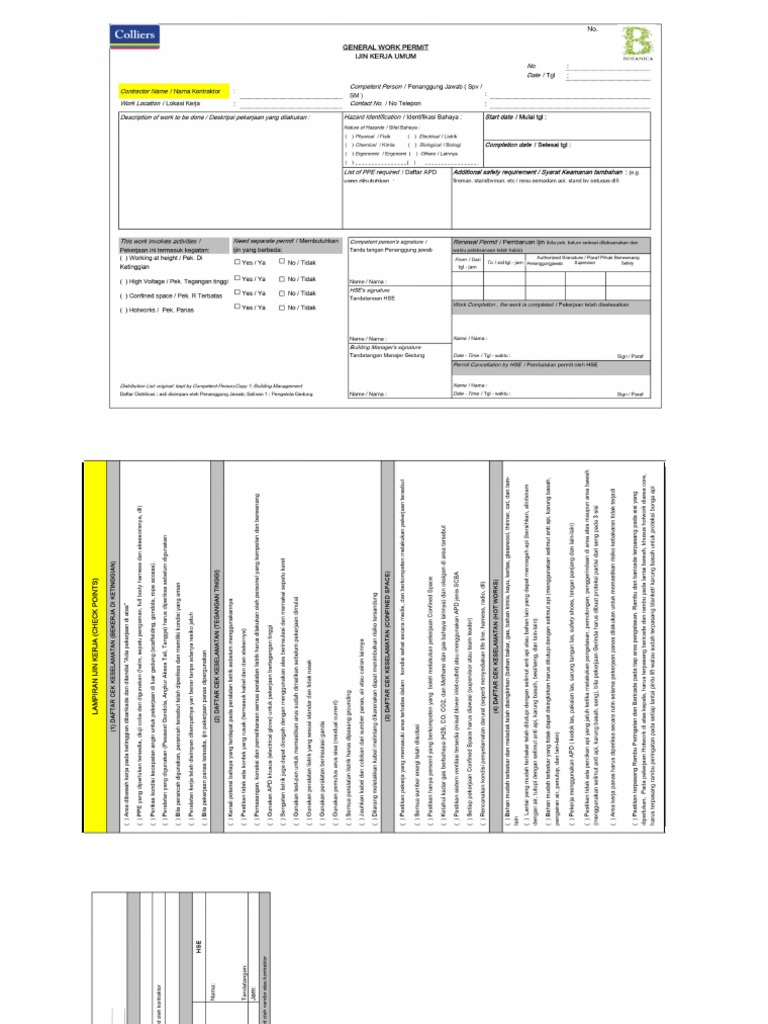 Form General Work Permit | PDF