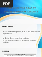 Computing The Mean of Discrete Random Variable