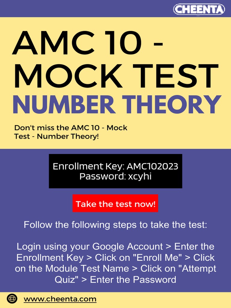 AMC 10 Mock Test Number Theory PDF