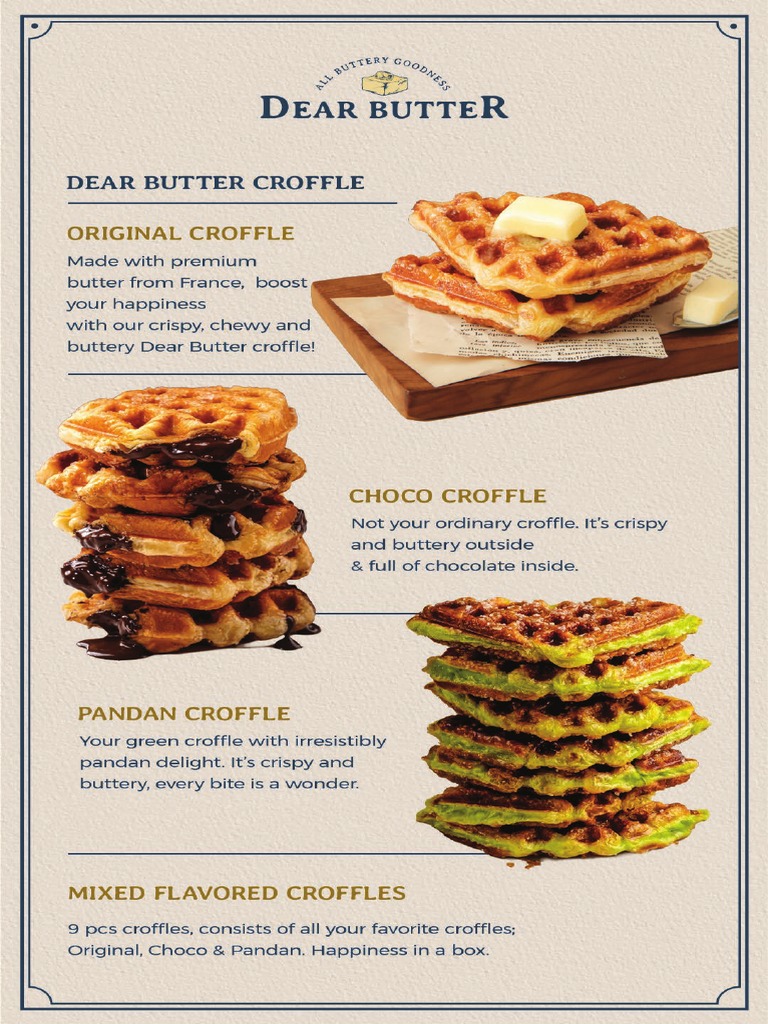 Dear Butter Menu PDF