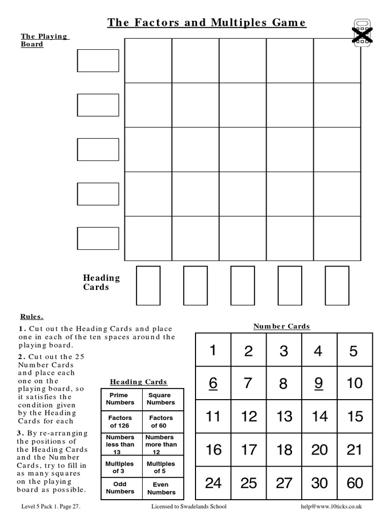 The Factors and Multiples Game | PDF