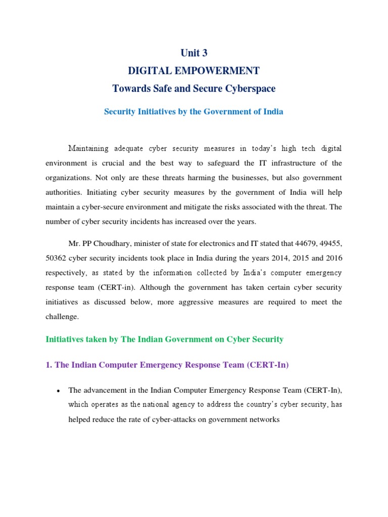Government Cyber Security Initiatives in India | PDF | Computer ...