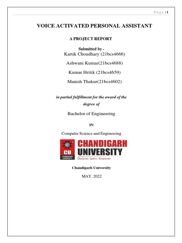 Voice Activated Personal Assistant Report | PDF | Artificial ...