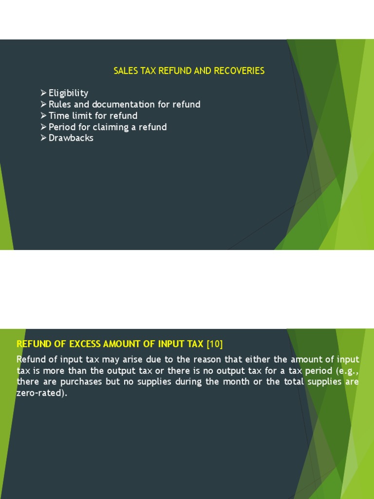 PP on sales tax refund and recoveries PDF Tax Refund Taxes