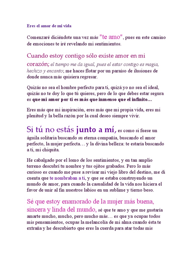 Eres el amor de mi vida: carta de amor | PDF | Amor
