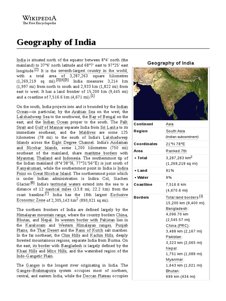 Geography of India PDF Himalayas Physical Geography