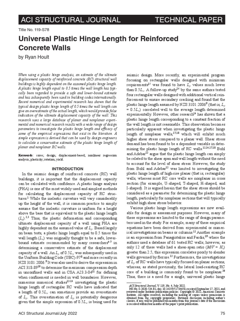 Universal Plastic Hinge Length PDF Strength Of Materials