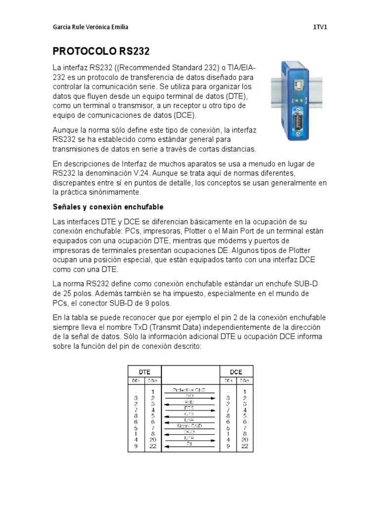 Protocolo RS232: Comunicación y Distancias | PDF | Ciencia y ...