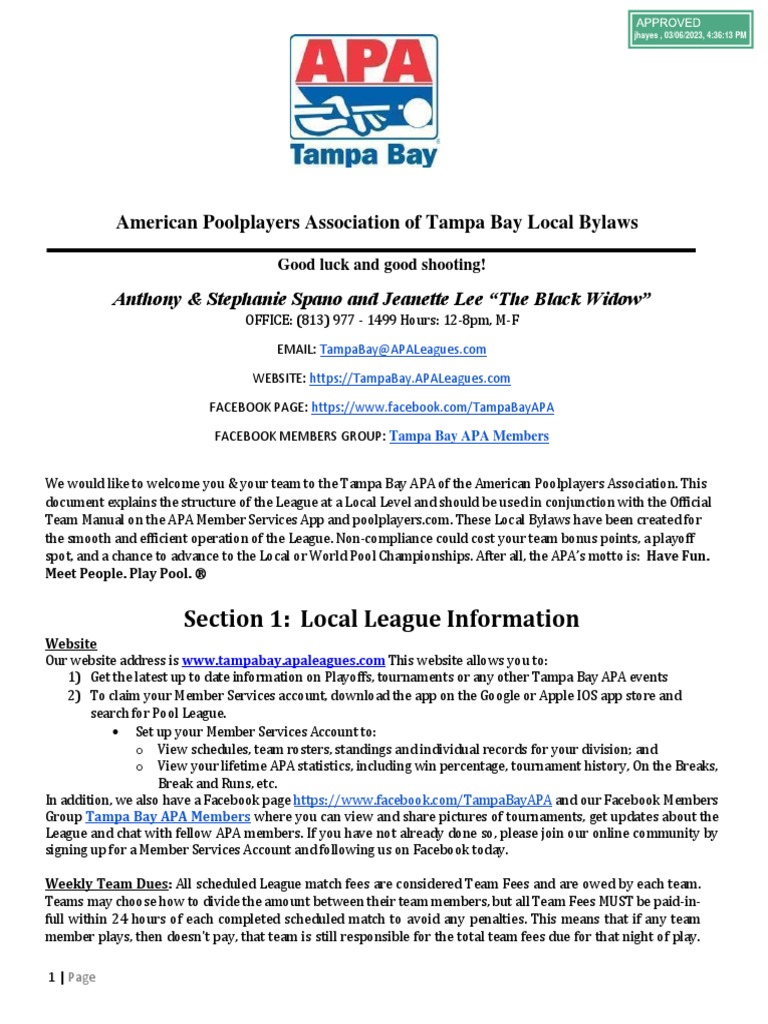 APA Pool Rules PDF Cost Of Living Mail