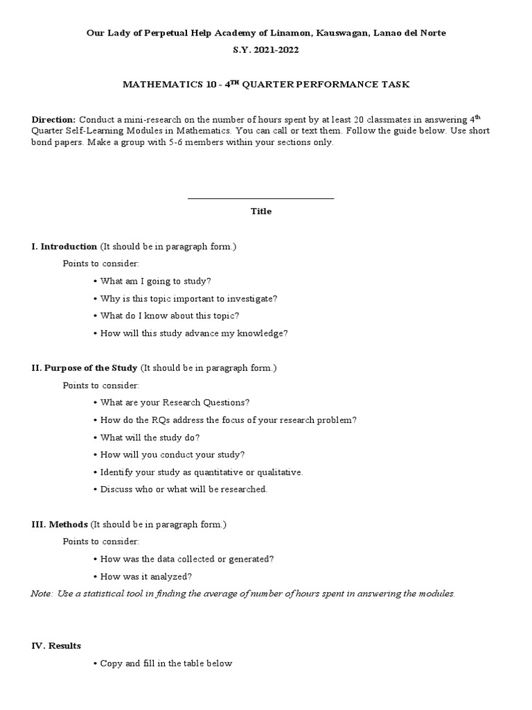 Mini-Research on Math Module Hours | PDF | Concept | Cognition