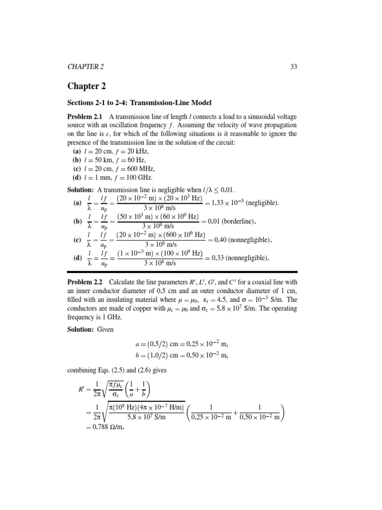 Transmission Line Problems and Solutions | PDF | Transmission Line ...