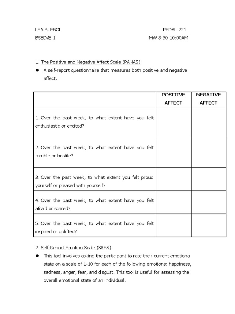 Affective Assessment Tool | PDF | Emotions | Feeling