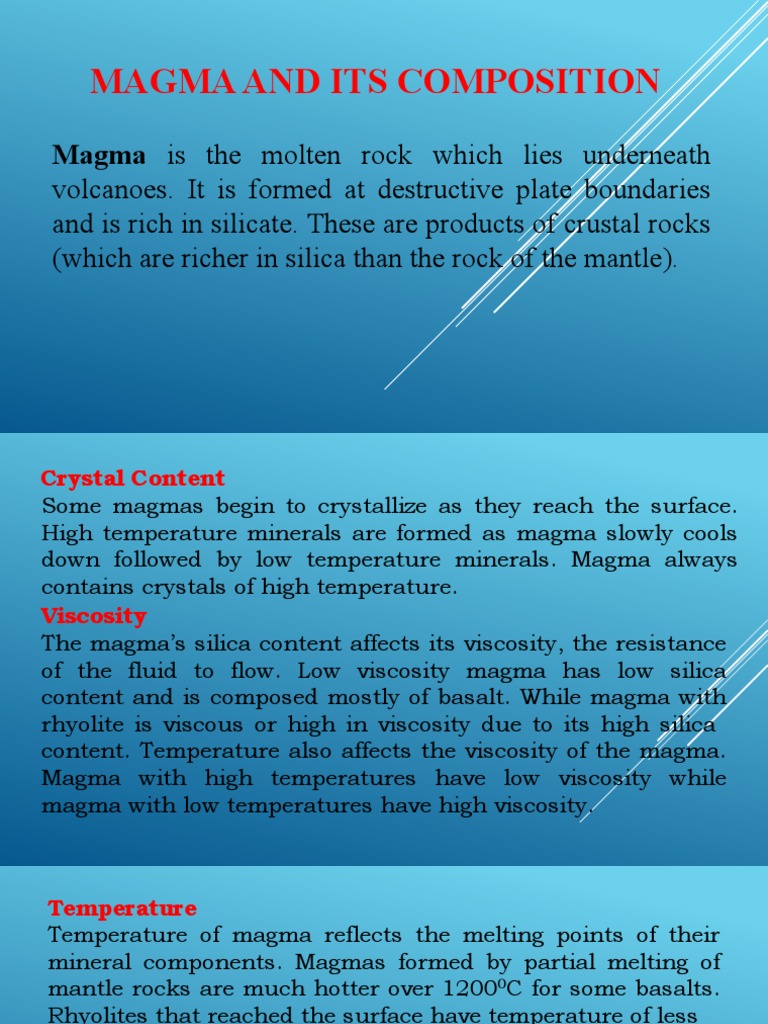 Composition and Characteristics of Magma | PDF | Magma | Volcano