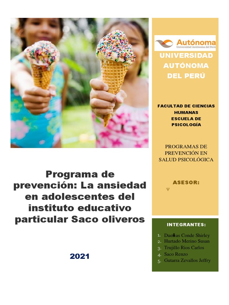 Programa Preventivo Sobre La Ansiedad | PDF | Ansiedad | Las emociones