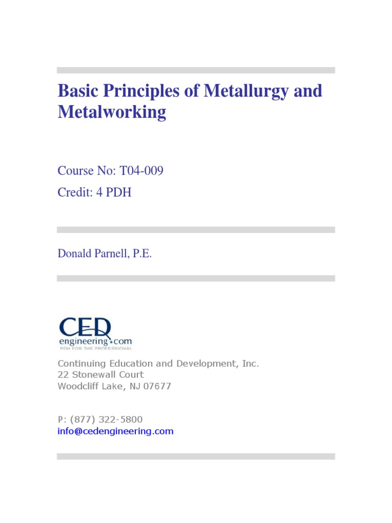 Basic Principles of Metallurgy and Metalworking R1 | PDF | Strength Of ...
