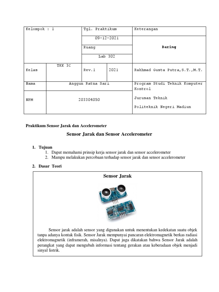 Praktikum Sensor Jarak dan Accelerometer | PDF | Sains & Matematika ...