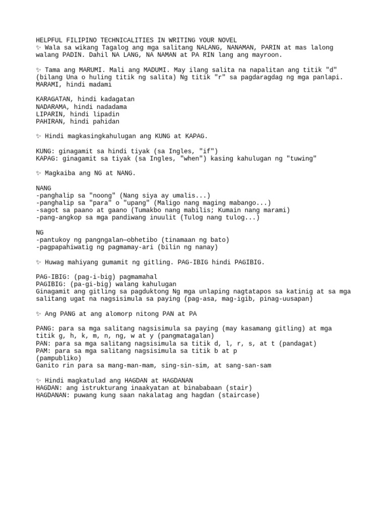 Helpful Filipino Technicalities in Writing Your No | PDF