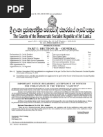 Ys%, XLD M Dka S%L Iudcjd Ckrcfha .Eiü M %H: The Gazette of The Democratic Socialist Republic of Sri Lanka