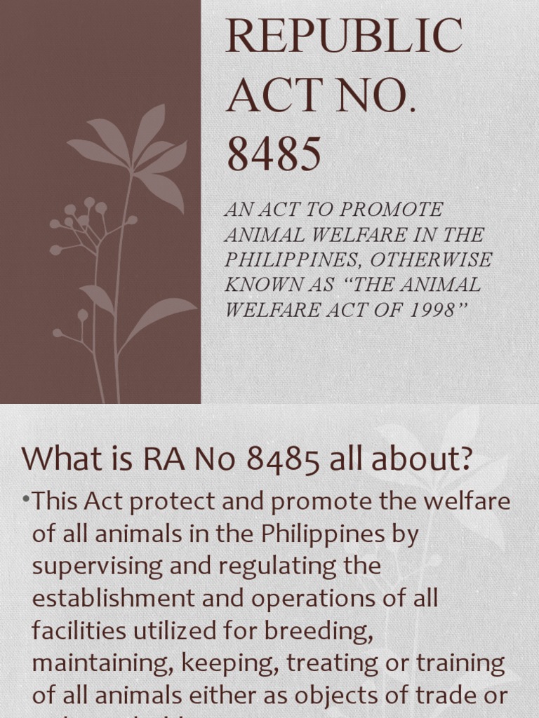 An act to promote animal welfare in the philippines otherwise known as