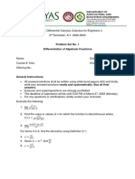 Problem Set No. 1: Differentiation of Algebraic Functions