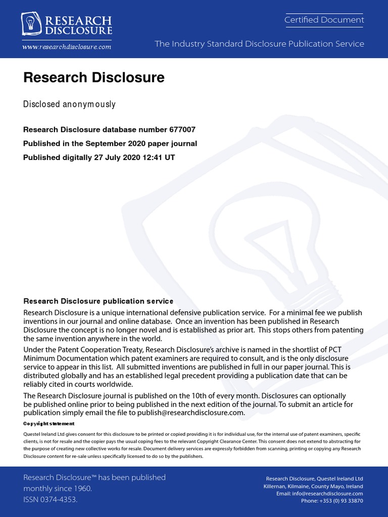 RD677007-Research Disclosure | PDF | Patent | Prior Art