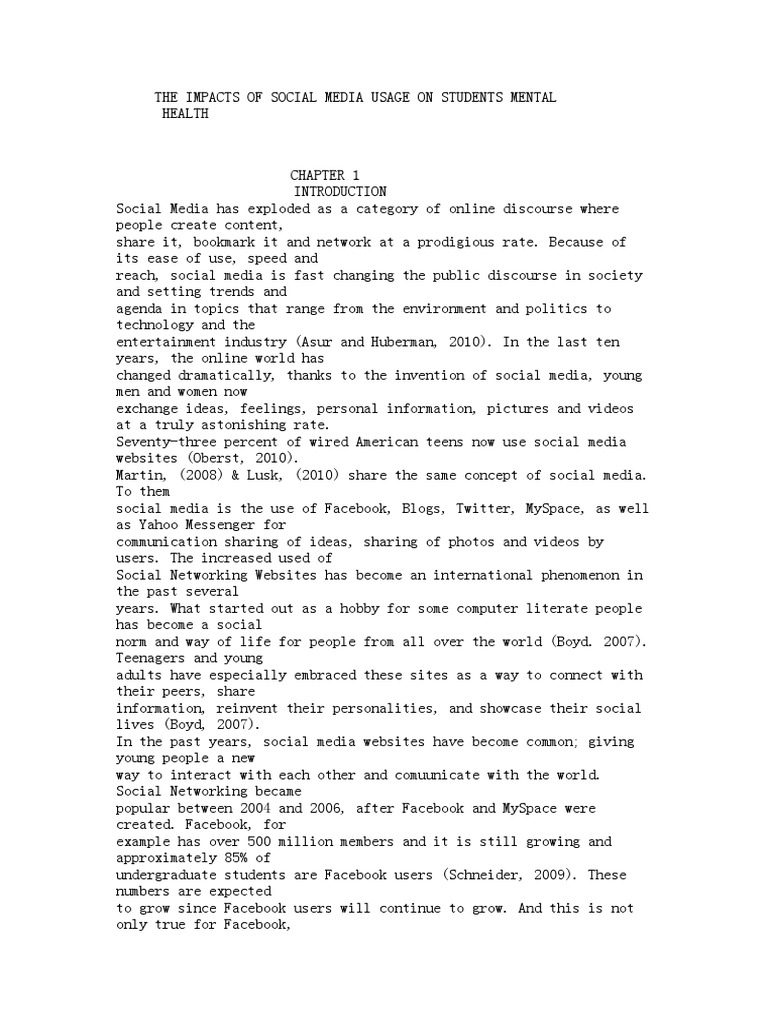 The Impacts of Social Media Usage On Students Ment | PDF | Social Media ...