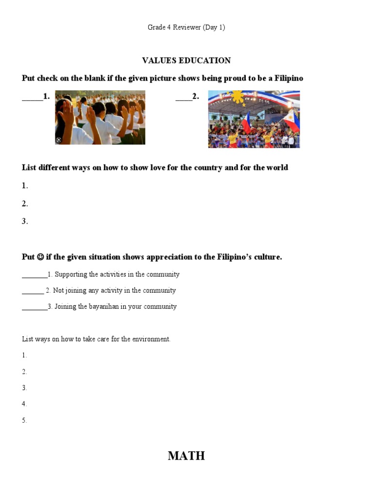Grade 4 Reviewer Day 1 | PDF | Rectangle | Adverb