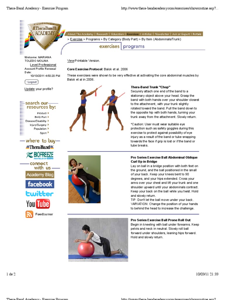 TheraBand Academy Exercise Program Shoulder Hip