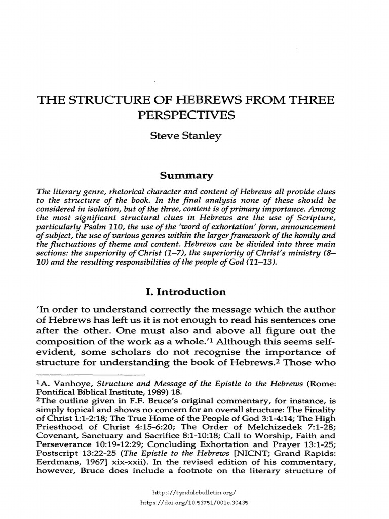 Structure of Hebrews: A Comprehensive Analysis | PDF | Epistle To The ...