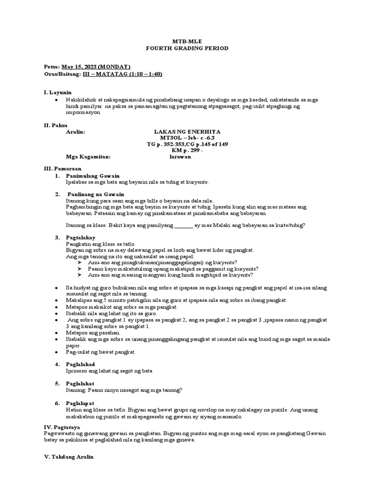 MTB Mle Grade 3 Q4 | PDF