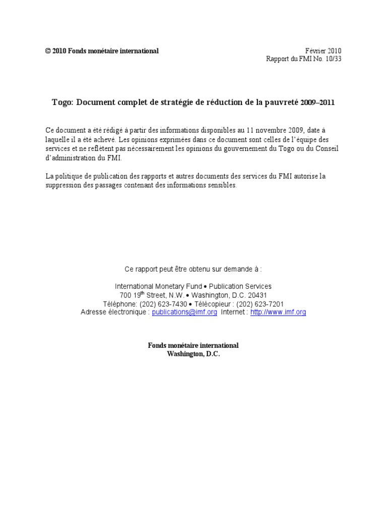 Dsrp Rdc 2020 Pdf | Document de stratégie pour la réduction de la ...