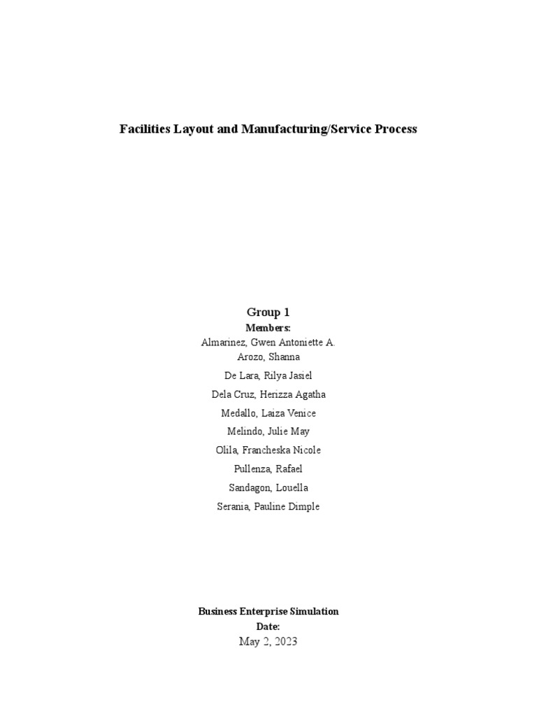 Facilities layout and manufacturing service process group 1 pdf