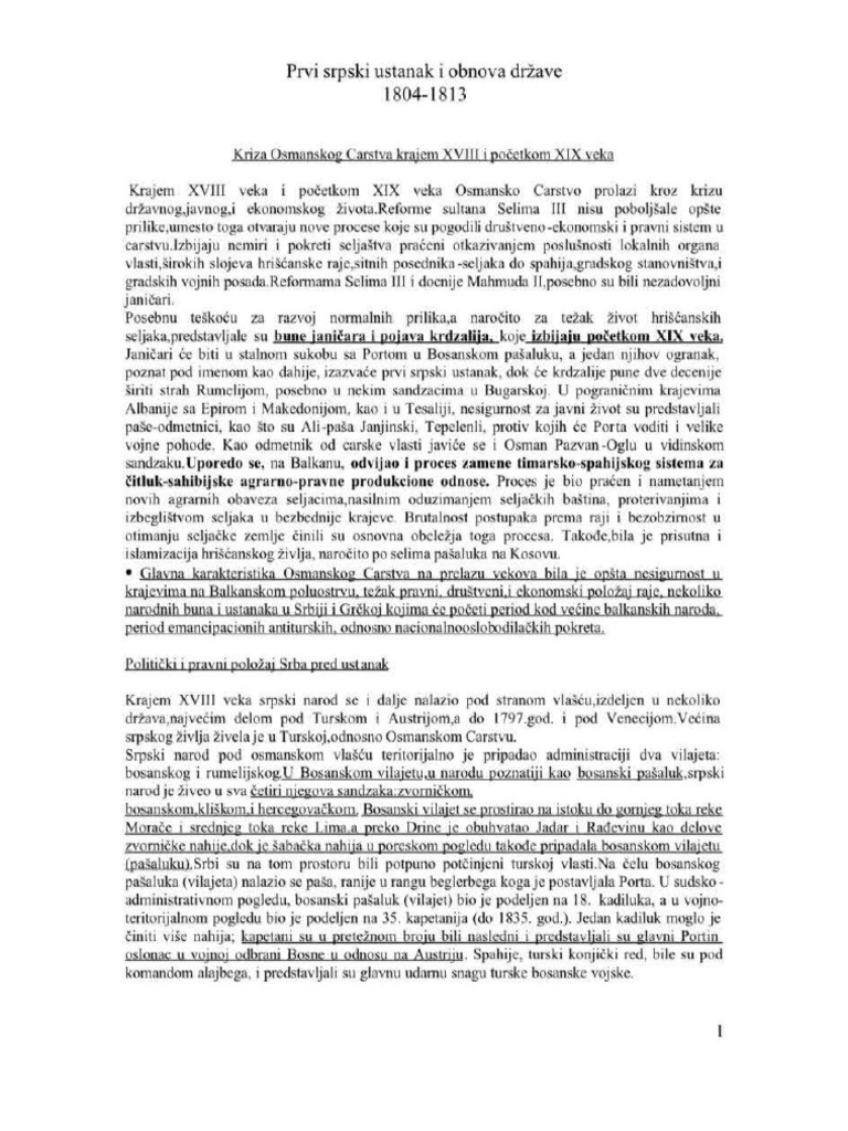 Prvi Srpski Ustanak | PDF