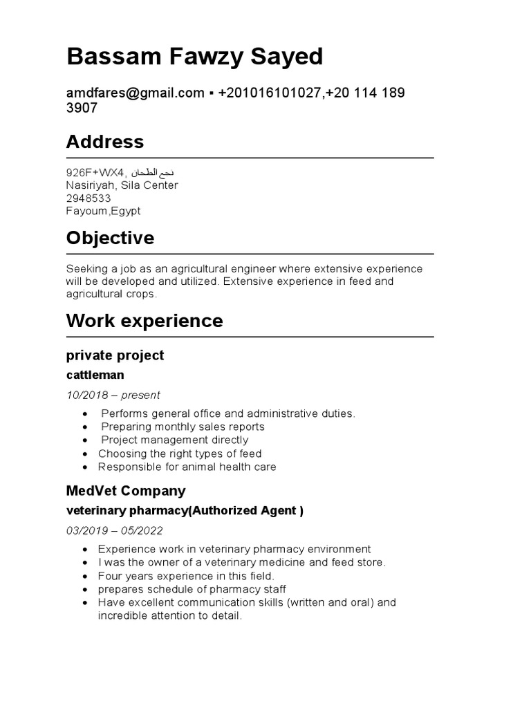 Ahmed Fares Resume Pdf