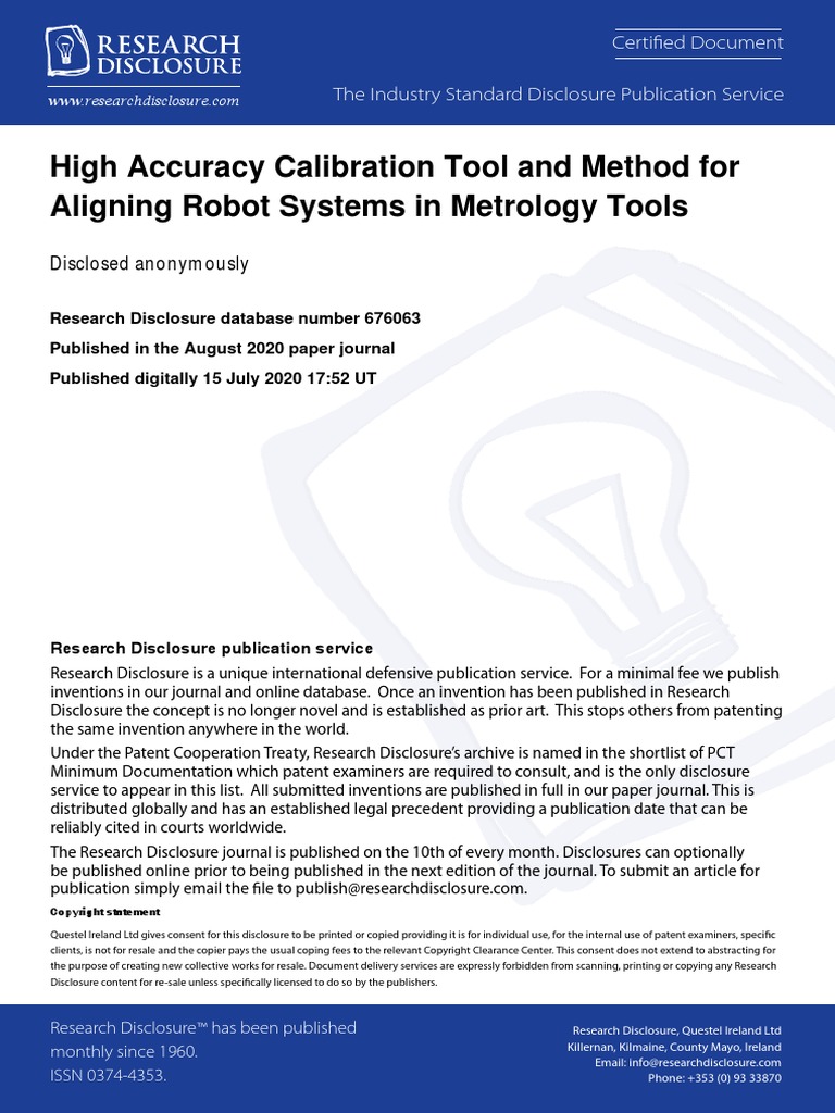 RD676063High Accuracy Calibration Tool and Method For Aligning Robot