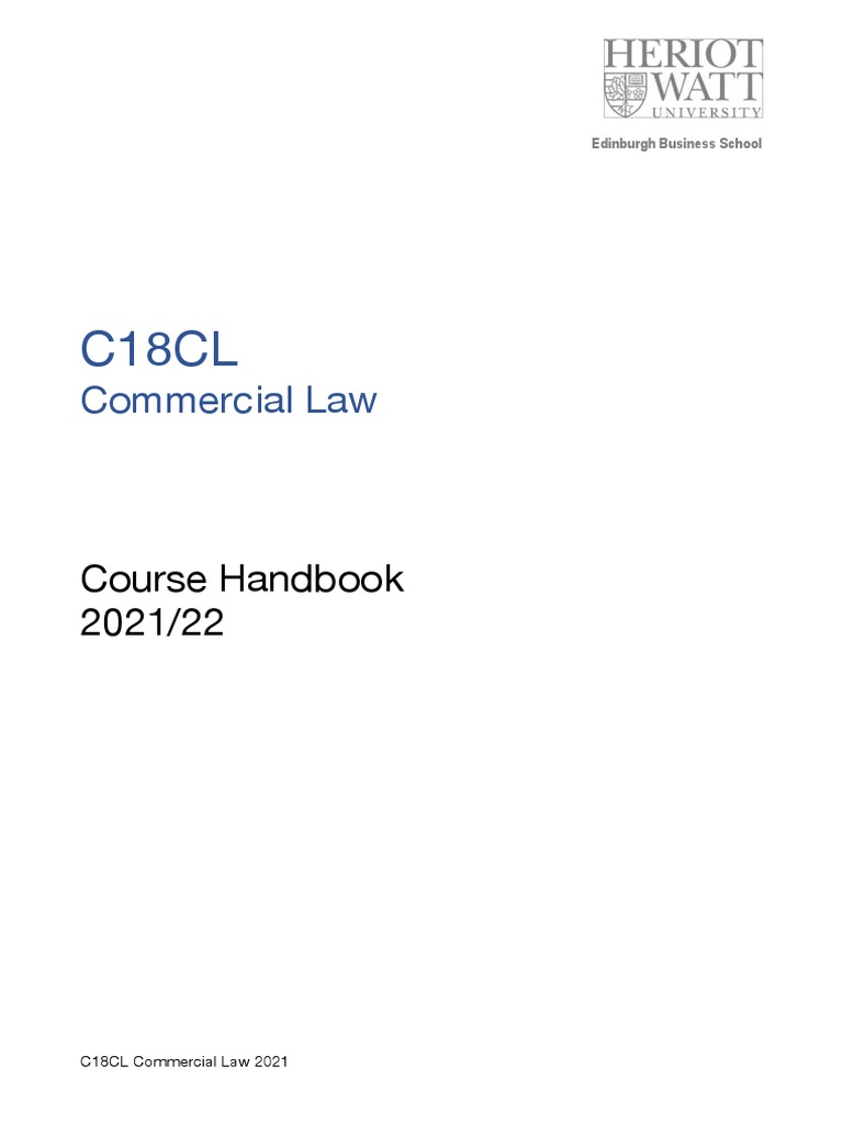 C18CL Commercial Law Course Handbook | PDF | Law Of Agency | Legal ...
