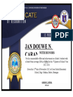 Certificate of Recognition (Honors)