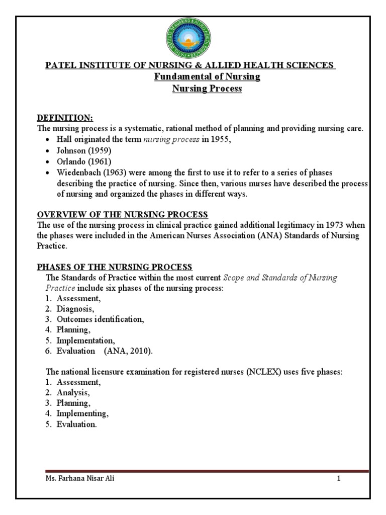 Nursing Process-1 | PDF | Self-Improvement