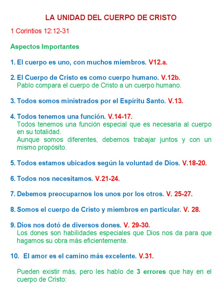 La Unidad Del Cuerpo de Cristo | PDF