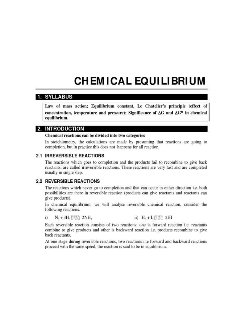 Understanding Chemical Equilibrium | PDF | Reaction Rate | Chemical ...