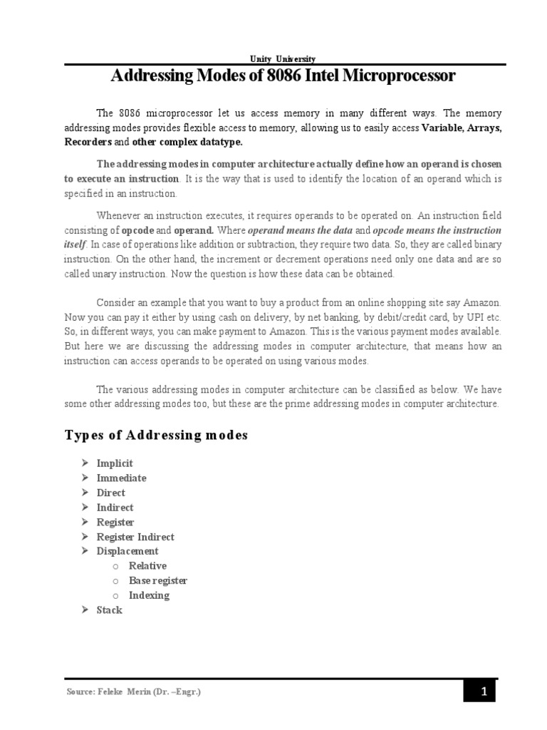Addressing Modes of 8086 Microprocessor | PDF | Manufactured Goods ...